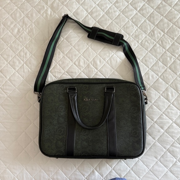 Robert Graham Forest Green Paisley Briefcase - Picture 1 of 12